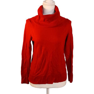 Talbots Petite 100% Merino Wool Red Sweater Cowl Neck Size M Petite EUC